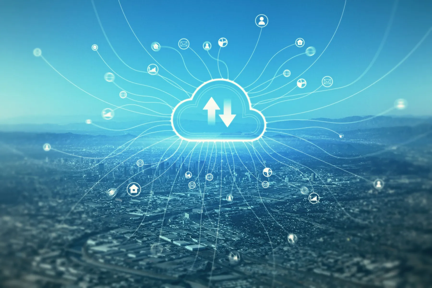 Cloud infrastructure and connected data center concept