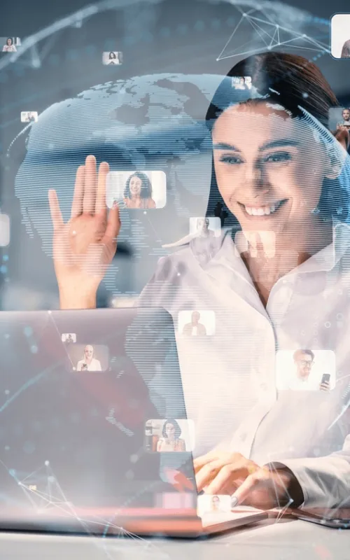 Video meeting with participants joining from several locations
