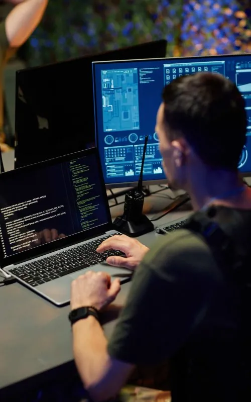Officer reviewing information on screen